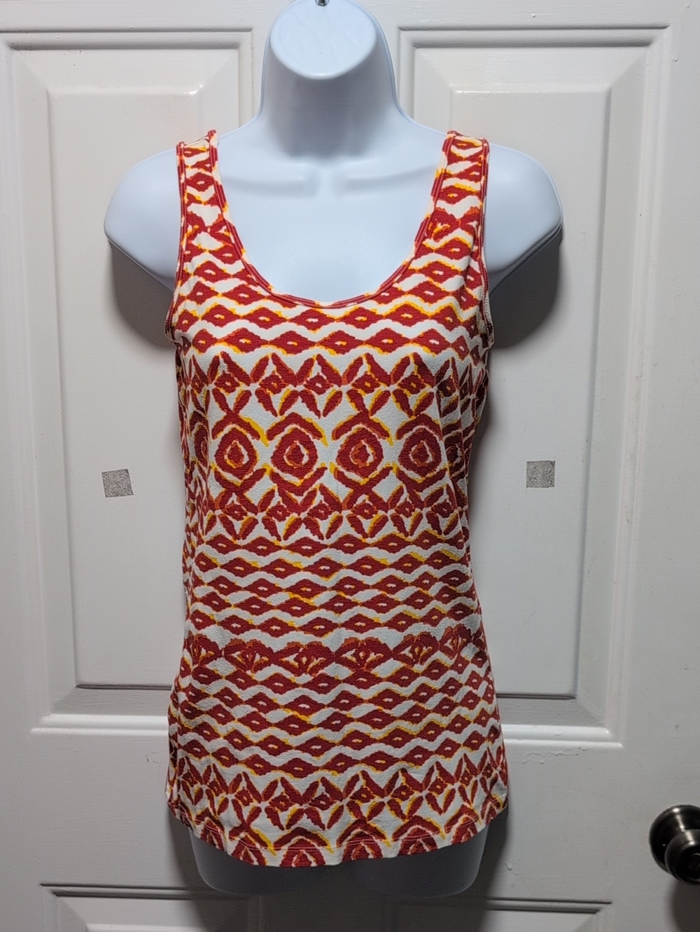 George Red & Yellow Geometric Tank Top